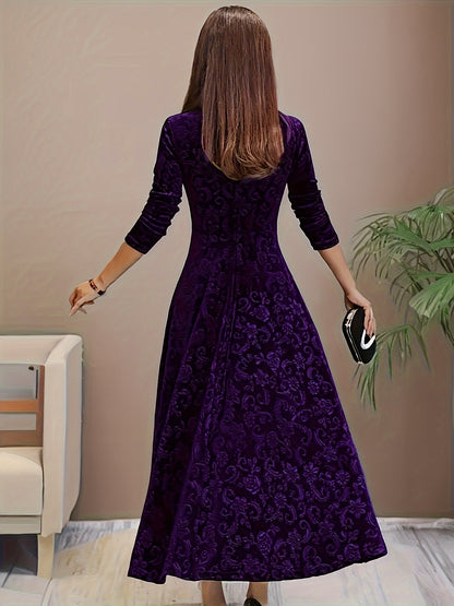 Bella Women's Midi Dress | Floral Velvet Elegance 6
