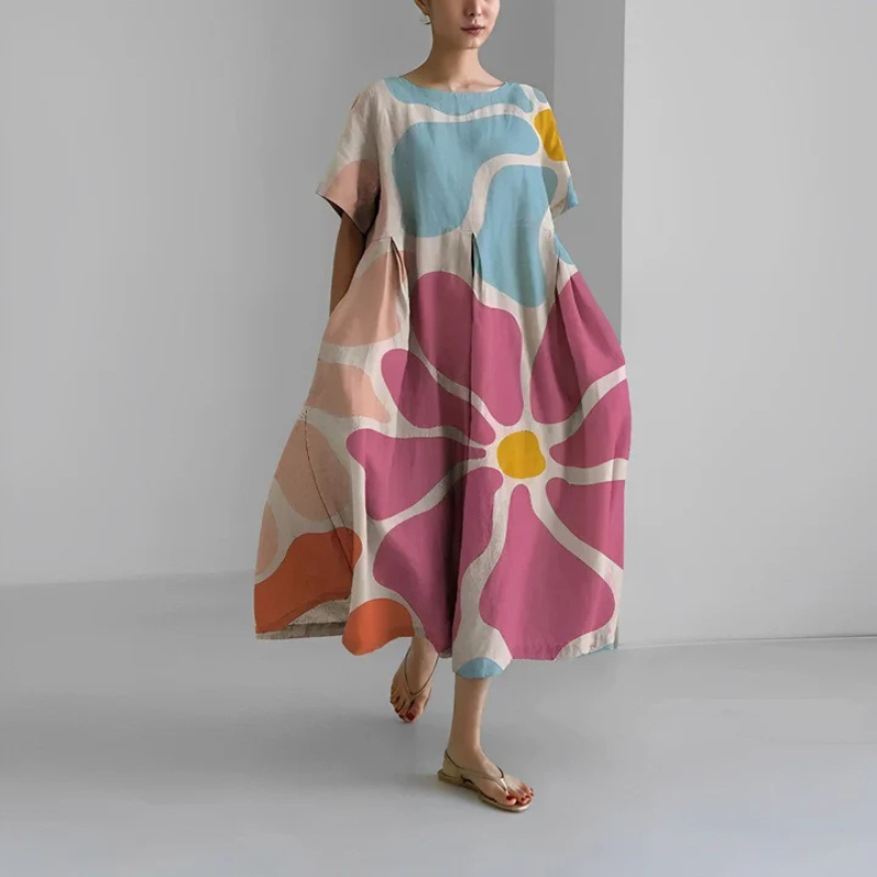 Bella Women's Midi Dress | Flowing Floral Design 0