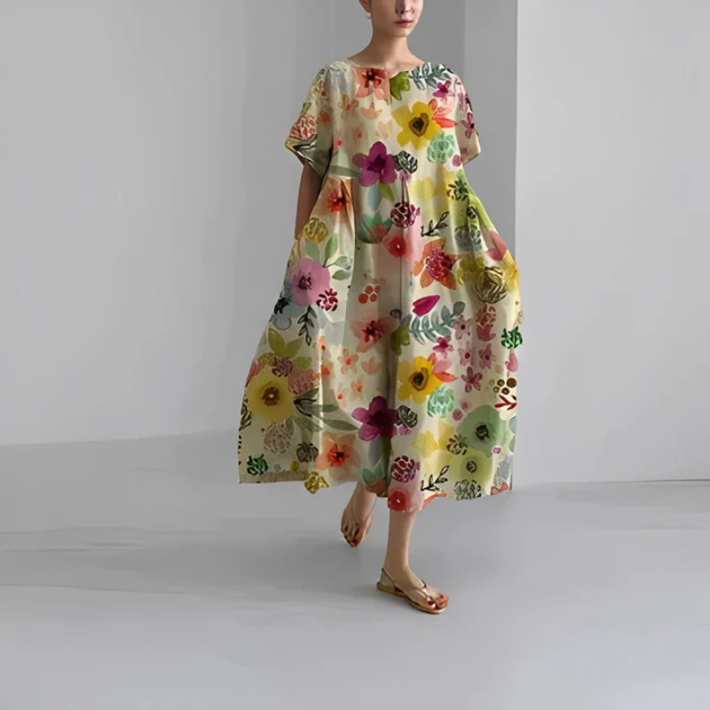 Bella Women's Midi Dress | Flowing Floral Design 6