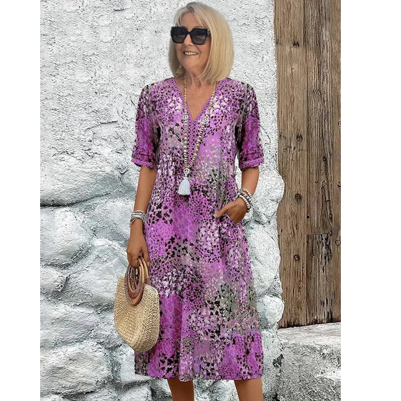 Bella Women's Midi Dress | Flowy V-Neck, Timeless Floral 3