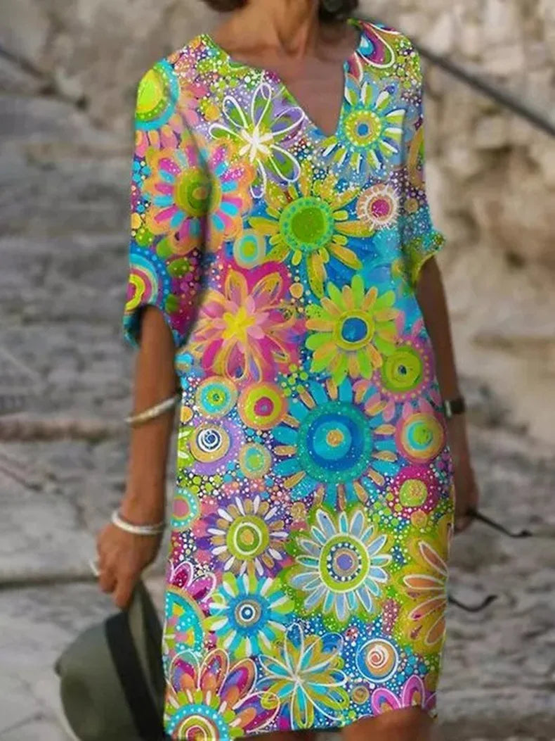 Bella Women's Mini Dress | Floral Print, 3/4 Sleeves, Summer Ready 1