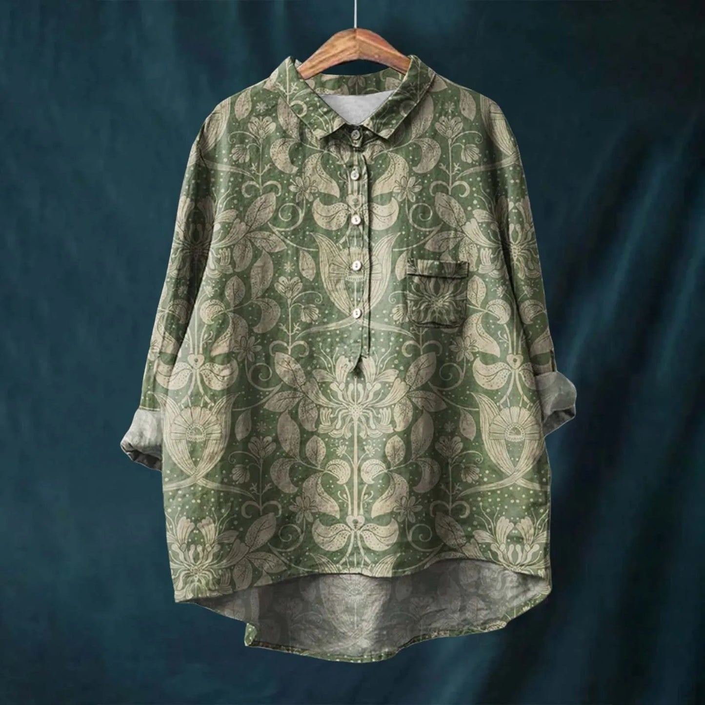 Bella Women's Oversized Shirt | Floral Print, Long Sleeve 0