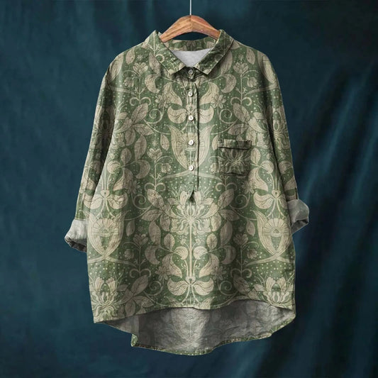 Bella Women's Oversized Shirt | Floral Print, Long Sleeve 0