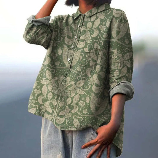 Bella Women's Oversized Shirt | Floral Print, Long Sleeve 1