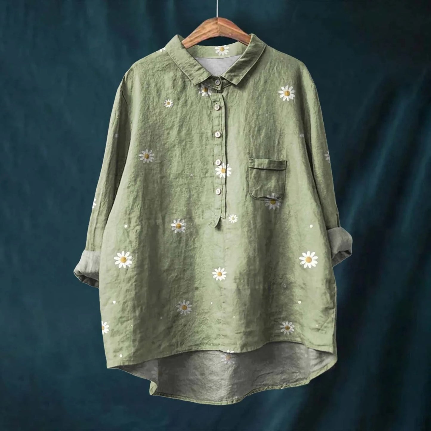 Bella Women's Oversized Shirt | Floral Print, Long Sleeve 4
