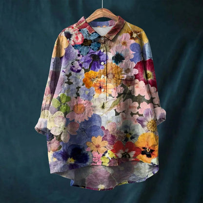 Bella Women's Oversized Shirt | Floral Print, Long Sleeve 6
