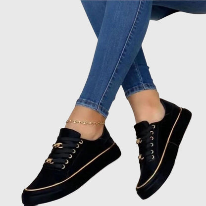 Bella Women's Sneakers | Velvet Lace-Up Design, Casual White 0