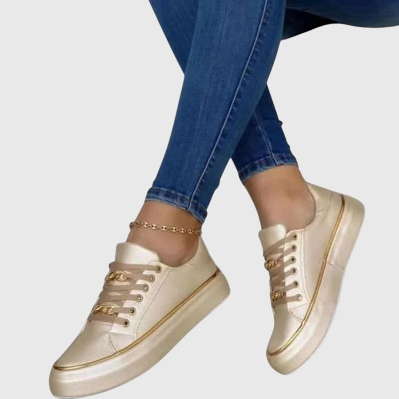 Bella Women's Sneakers | Velvet Lace-Up Design, Casual White 3