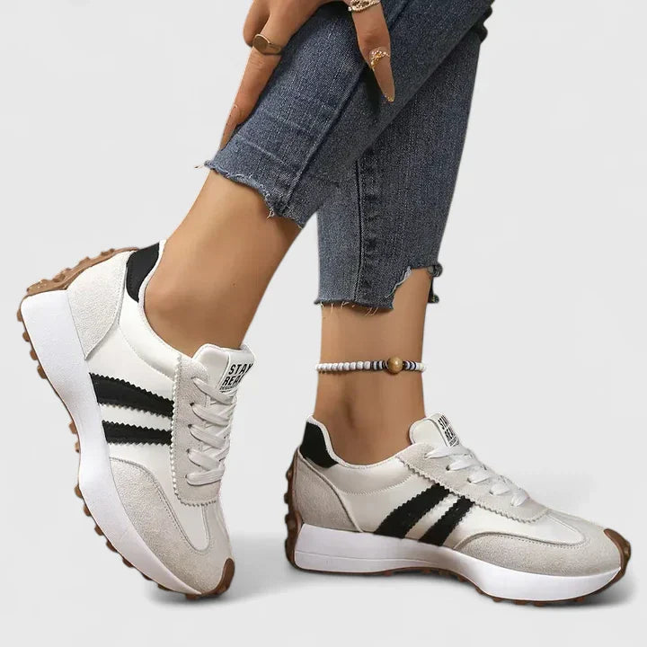 Bella Women's White Sneakers | Retro Lace-Up, Sporty Design 0