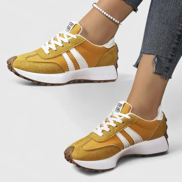 Bella Women's White Sneakers | Retro Lace-Up, Sporty Design 2