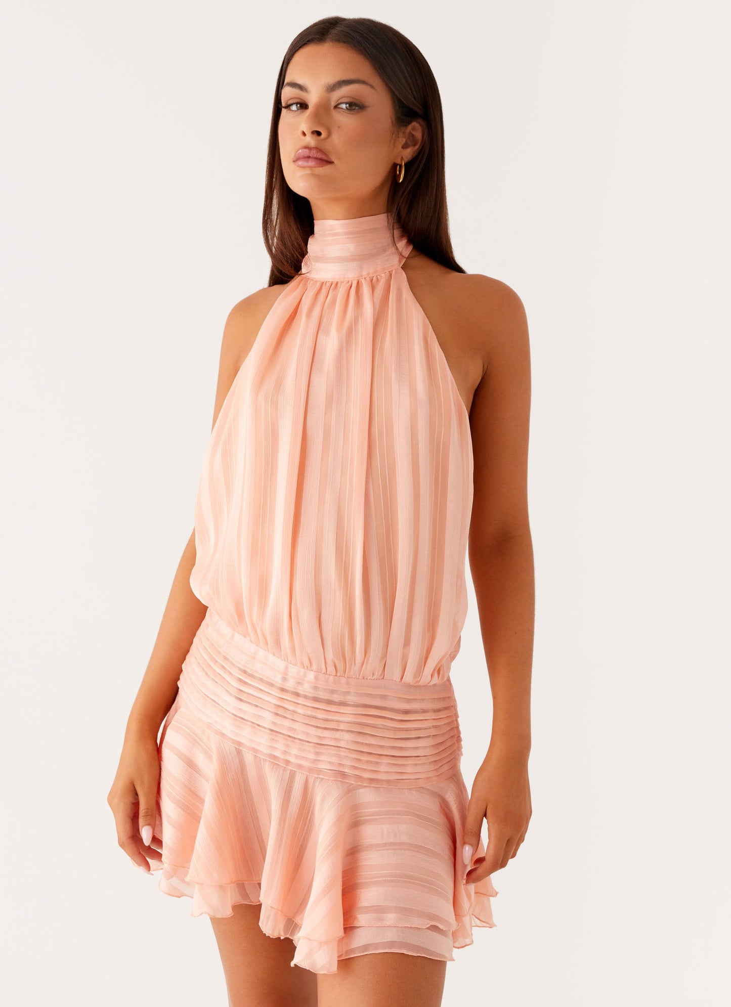 Belle Women's Cocktail Mini Dress | Cotton Blend, Elegant Halter Neck 11