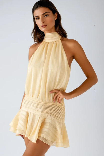 Belle Women's Cocktail Mini Dress | Cotton Blend, Elegant Halter Neck 2