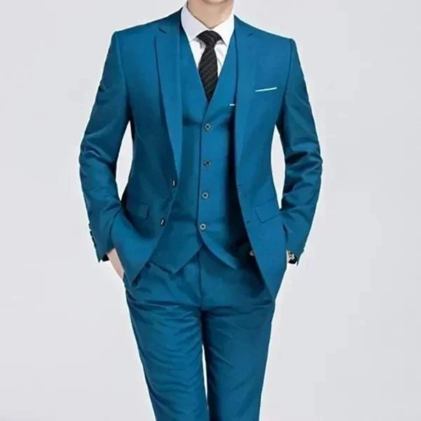 Benson Men's Suit | Classic Three-Piece Black Ensemble, Wedding and Formal Wear 3