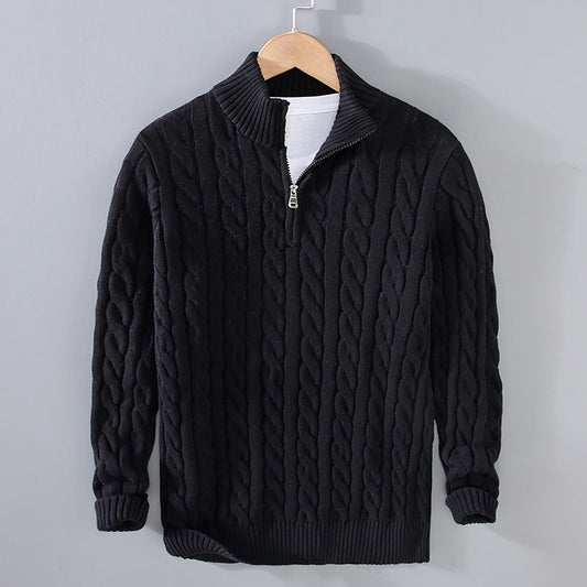 Benson Men's Zip Neck Sweater | Classic Cable Knit Design 0