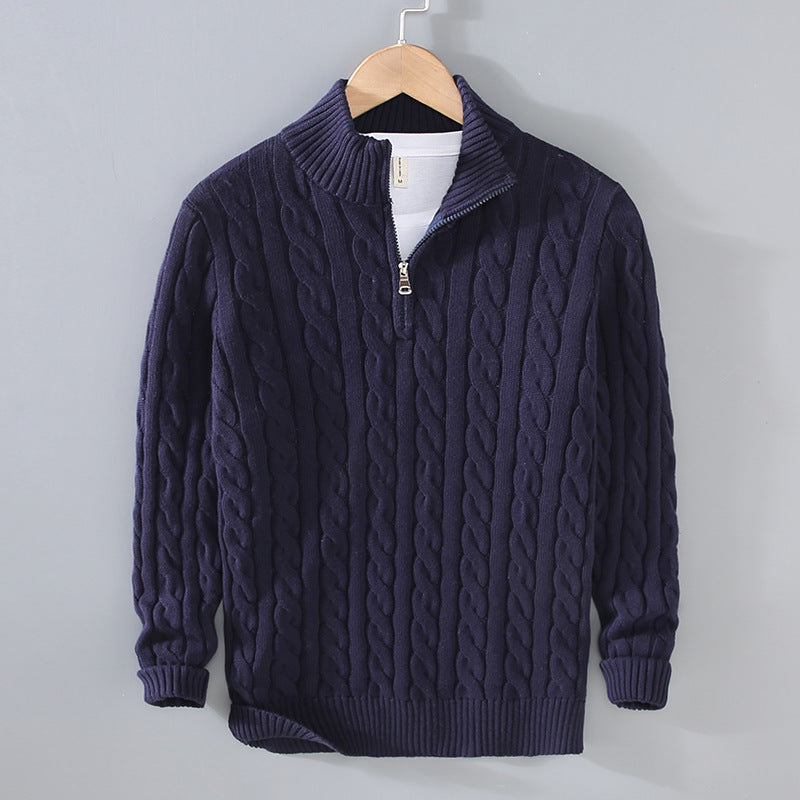 Benson Men's Zip Neck Sweater | Classic Cable Knit Design 2