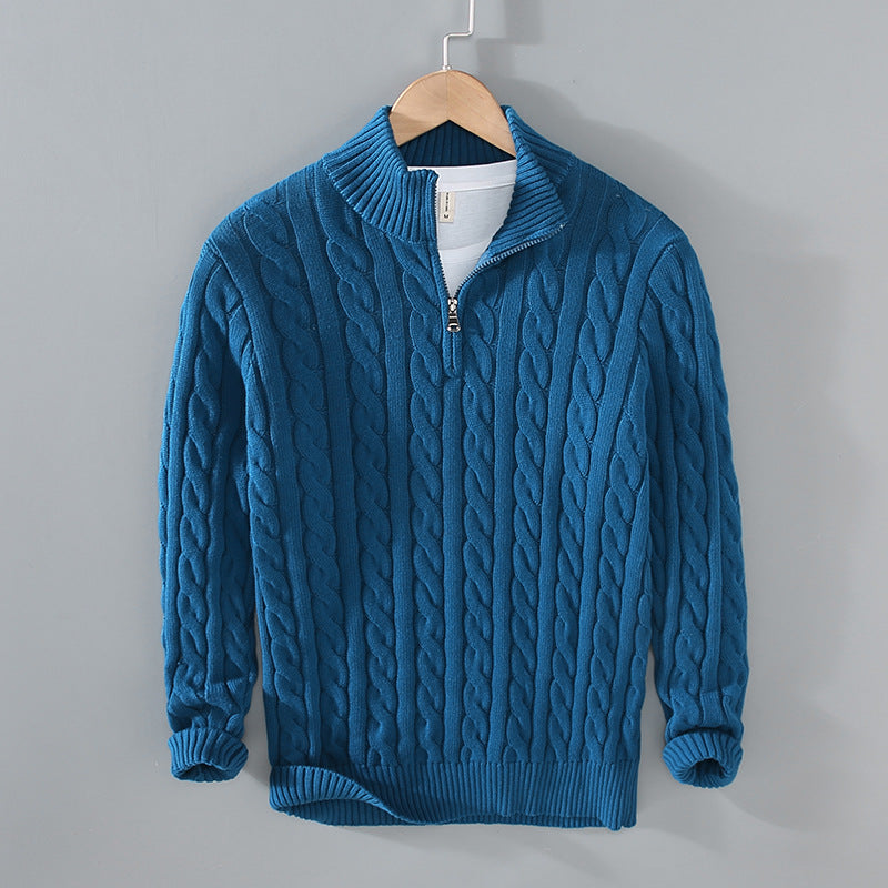 Benson Men's Zip Neck Sweater | Classic Cable Knit Design 3