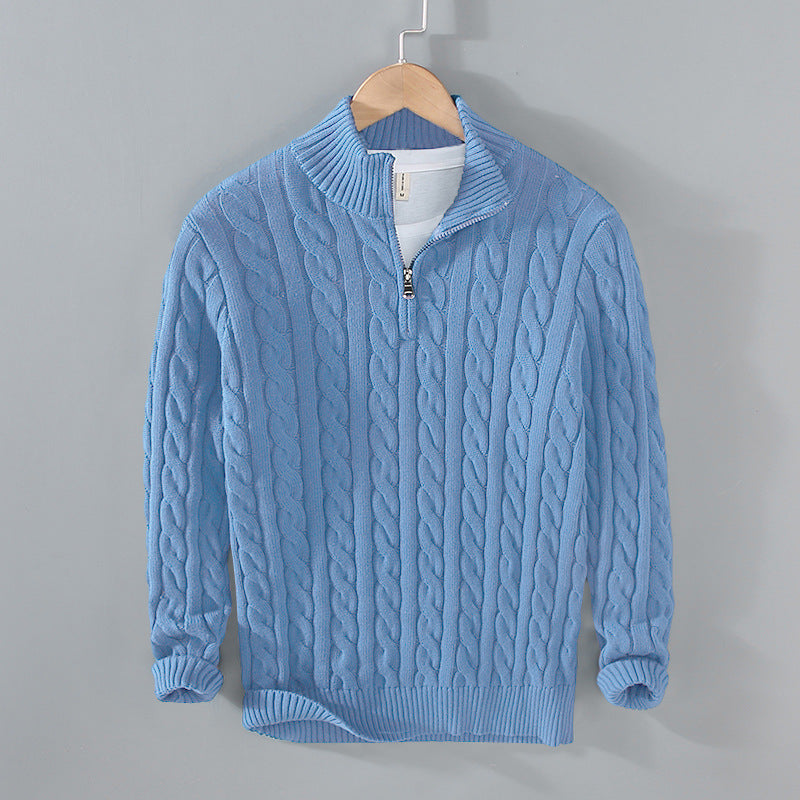 Benson Men's Zip Neck Sweater | Classic Cable Knit Design 4