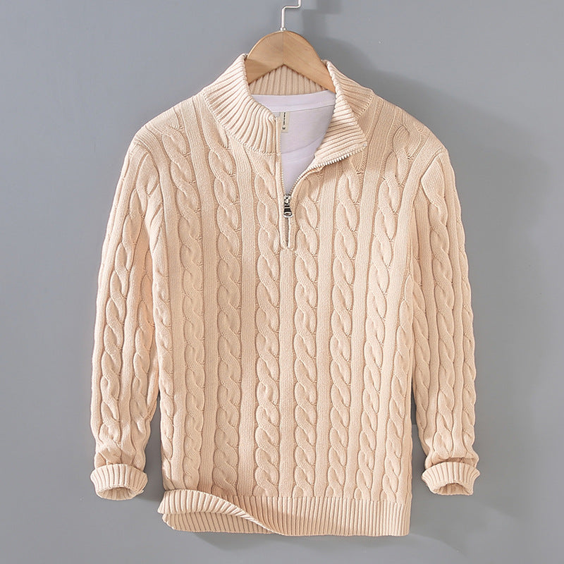Benson Men's Zip Neck Sweater | Classic Cable Knit Design 5