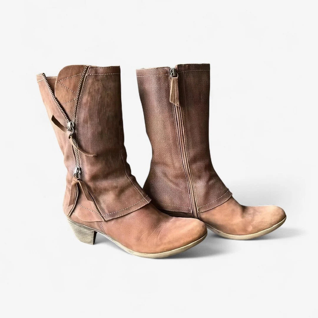 Blythe Women's Mid-Calf Boots | Smooth Matte Finish, Side Zip Detail 0