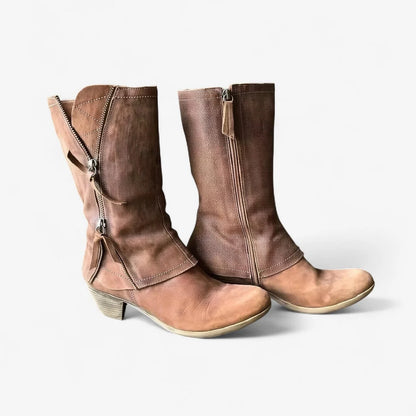 Blythe Women's Mid-Calf Boots | Smooth Matte Finish, Side Zip Detail 0