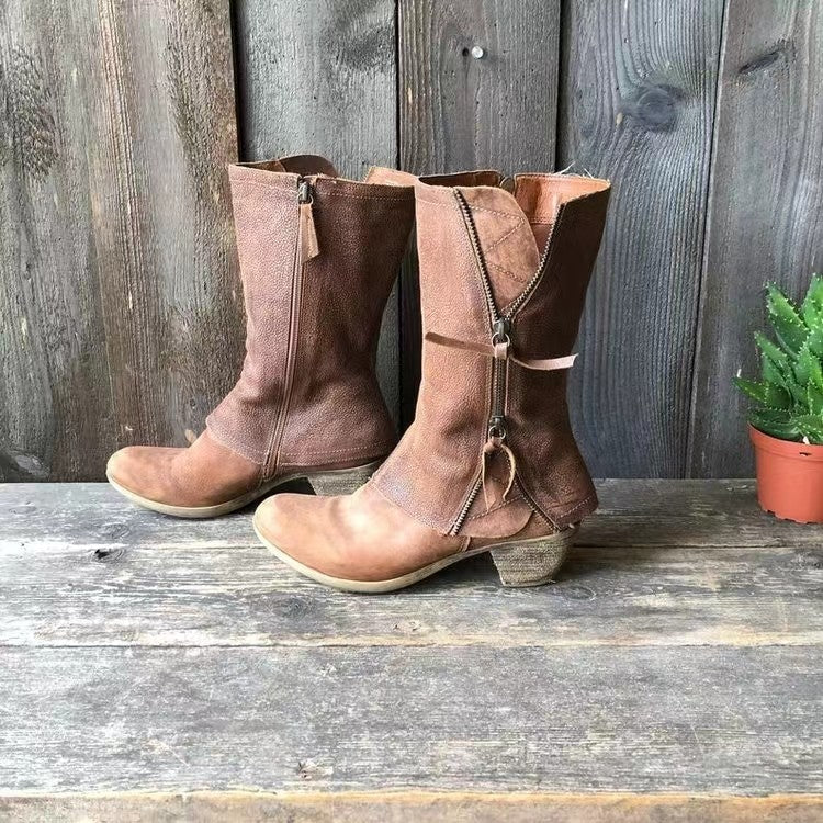 Blythe Women's Mid-Calf Boots | Smooth Matte Finish, Side Zip Detail 3