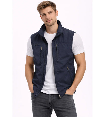 Bren Men's Vest | Lightweight Fabric, Stand-up Collar, Zippered Pockets 2
