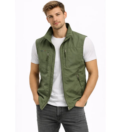 Bren Men's Vest | Lightweight Fabric, Stand-up Collar, Zippered Pockets 4
