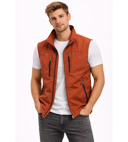 Bren Men's Vest | Lightweight Fabric, Stand-up Collar, Zippered Pockets 5