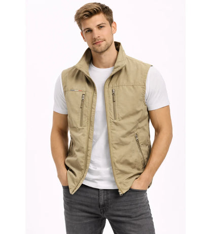 Bren Men's Vest | Lightweight Fabric, Stand-up Collar, Zippered Pockets 6