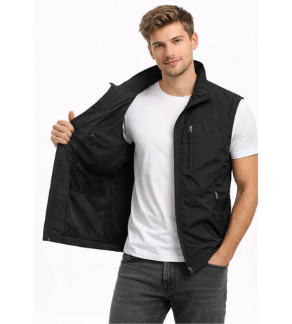 Bren Men's Vest | Lightweight Fabric, Stand-up Collar, Zippered Pockets 7