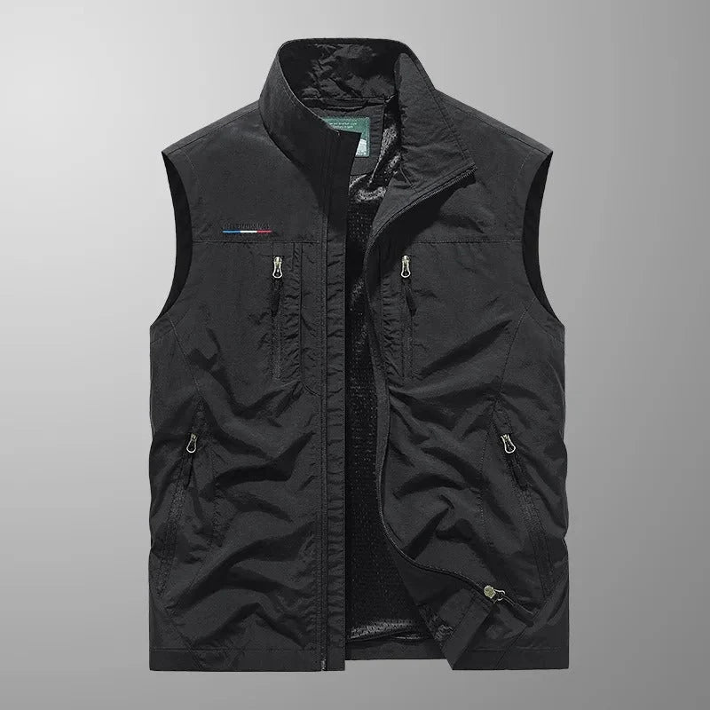 Bren Men's Vest | Lightweight Fabric, Stand-up Collar, Zippered Pockets 8