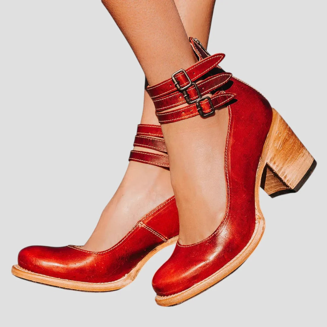 Brenna Women's Block Heel Pumps | Closed Toe, Buckle Strap 2