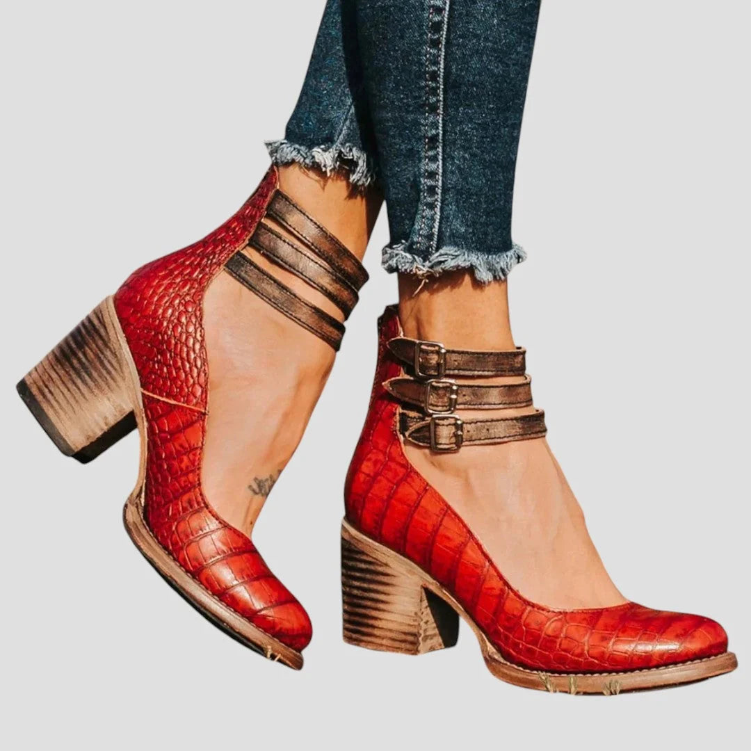 Brenna Women's Block Heel Pumps | Closed Toe, Buckle Strap 5