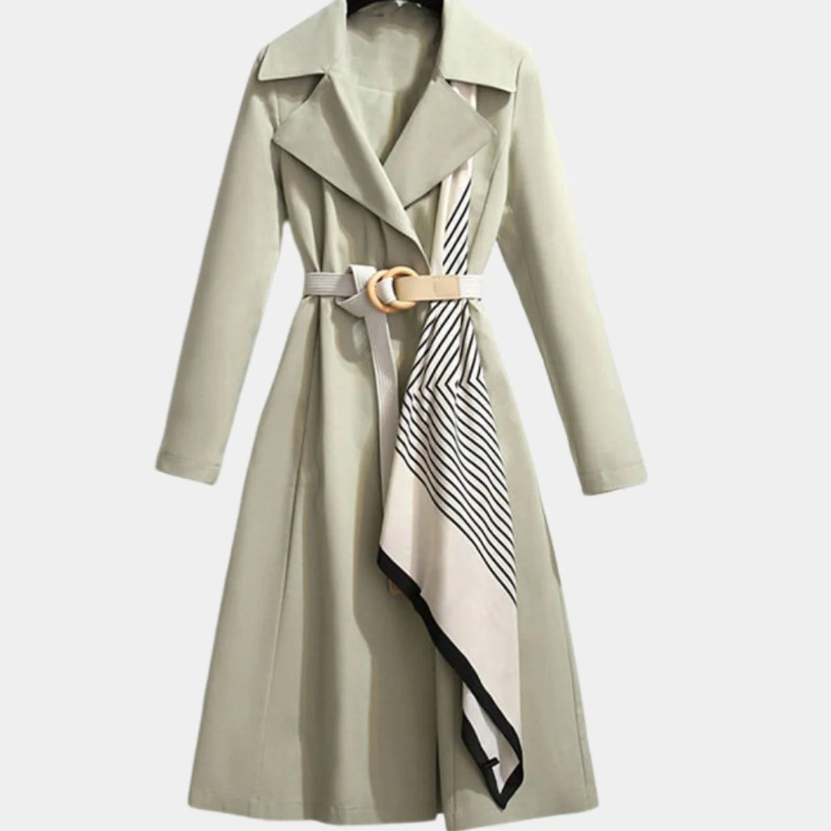 Brenna Women's Coat | Smooth Fabric, Belted Midi Design 0