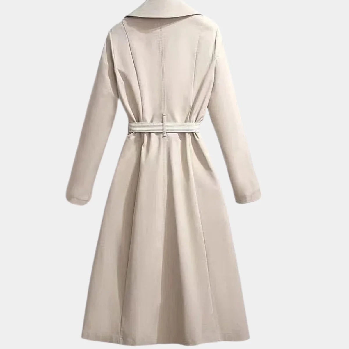 Brenna Women's Coat | Smooth Fabric, Belted Midi Design 1