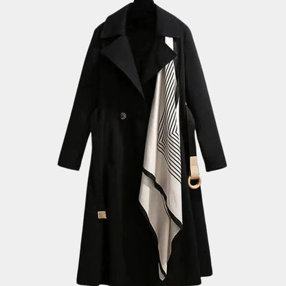 Brenna Women's Coat | Smooth Fabric, Belted Midi Design 2
