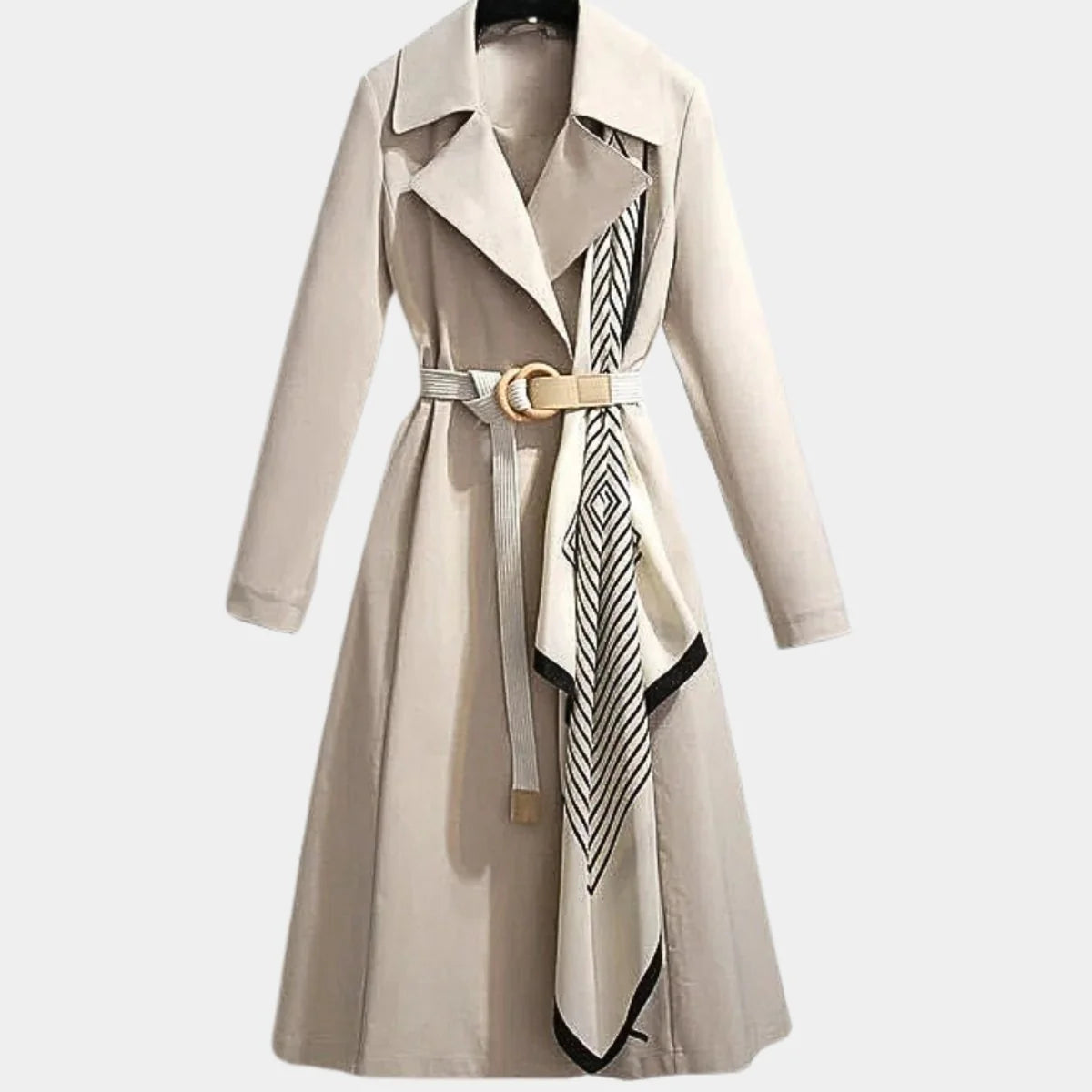 Brenna Women's Coat | Smooth Fabric, Belted Midi Design 3