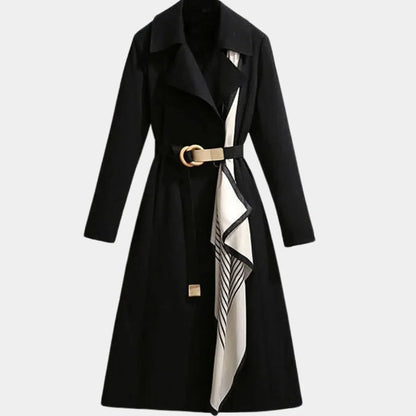 Brenna Women's Coat | Smooth Fabric, Belted Midi Design 4