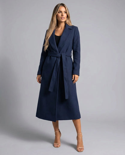 Brenna Women's Longline Coat | Wool-Look, Belted Waist, Mid-Calf Length 3