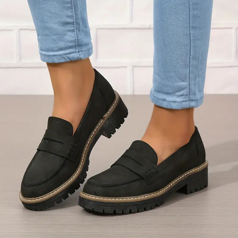 Brette Women's Chunky Platform Loafers | Classic Penny Design, Lightweight Comfort 0