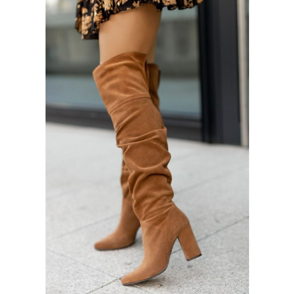 Brianna Women's Thigh High Boots | Stylish Ruched Design, Comfortable Block Heel 2