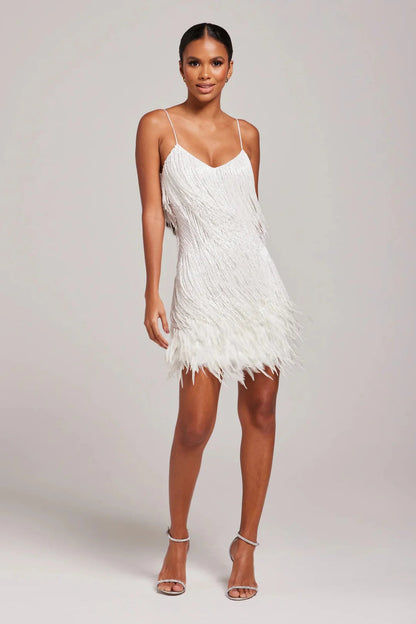 Brielle Women's Mini Dress | Feather Fringe Details, Cocktail Party Style 2