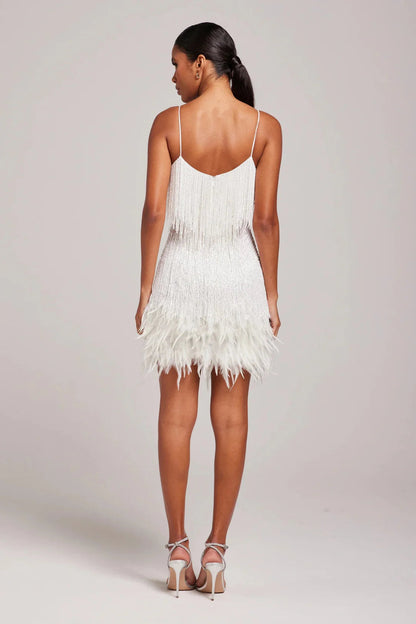 Brielle Women's Mini Dress | Feather Fringe Details, Cocktail Party Style 3