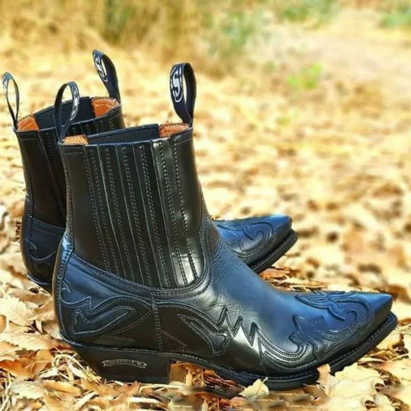 Brock Men's Cowboy Boots | Vintage Style with Intricate Stitching 2