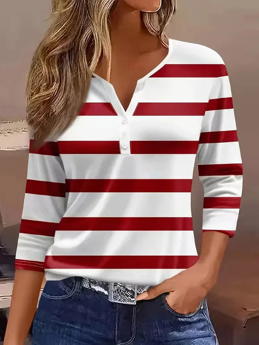 Cami Women's Striped V-Neck Top | Ultra-Soft Fabric 0