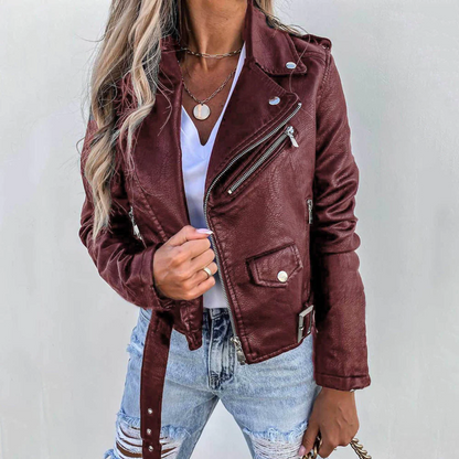 Cathy Women's Biker Jacket | High-Quality Leather, Classic Style 0
