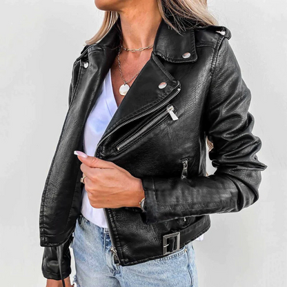 Cathy Women's Biker Jacket | High-Quality Leather, Classic Style 2