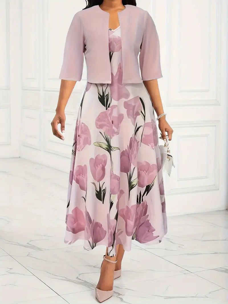 Cathy Women's Maxi Dress Set | Floral Print, Elegant Design 0