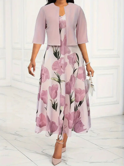 Cathy Women's Maxi Dress Set | Floral Print, Elegant Design 0