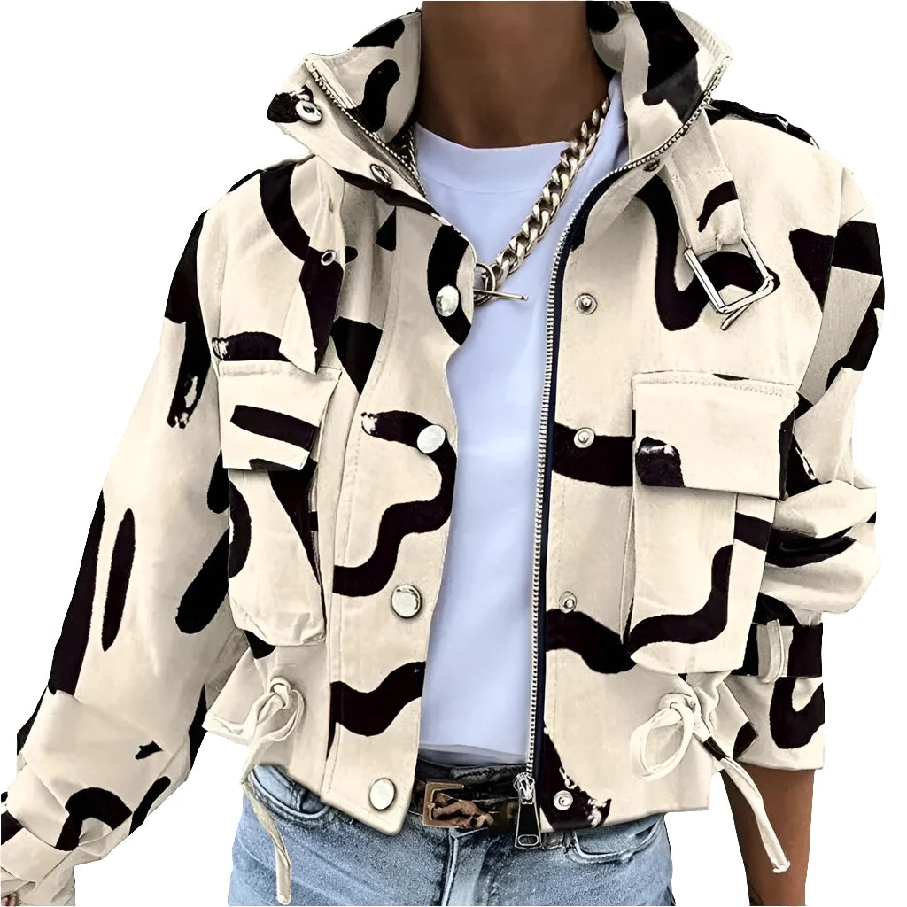 Celia Women's Cropped Bomber Jacket | Stand-Up Collar, Casual Fit 1